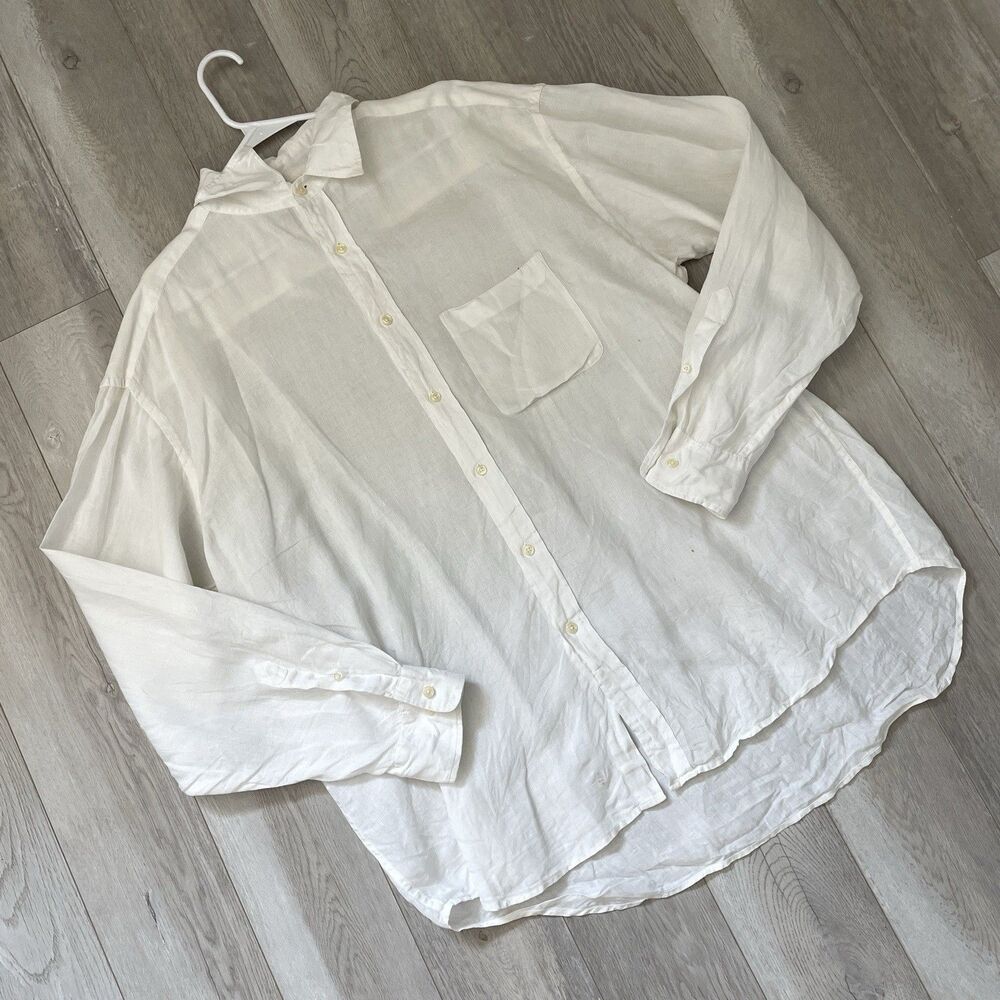 Banana Republic Shirt irish linen buttonup mens White (xlarge) preppy classic